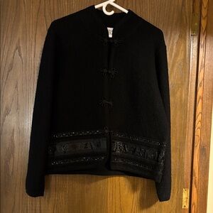 Elegant Black Jacket with Embroidered Details